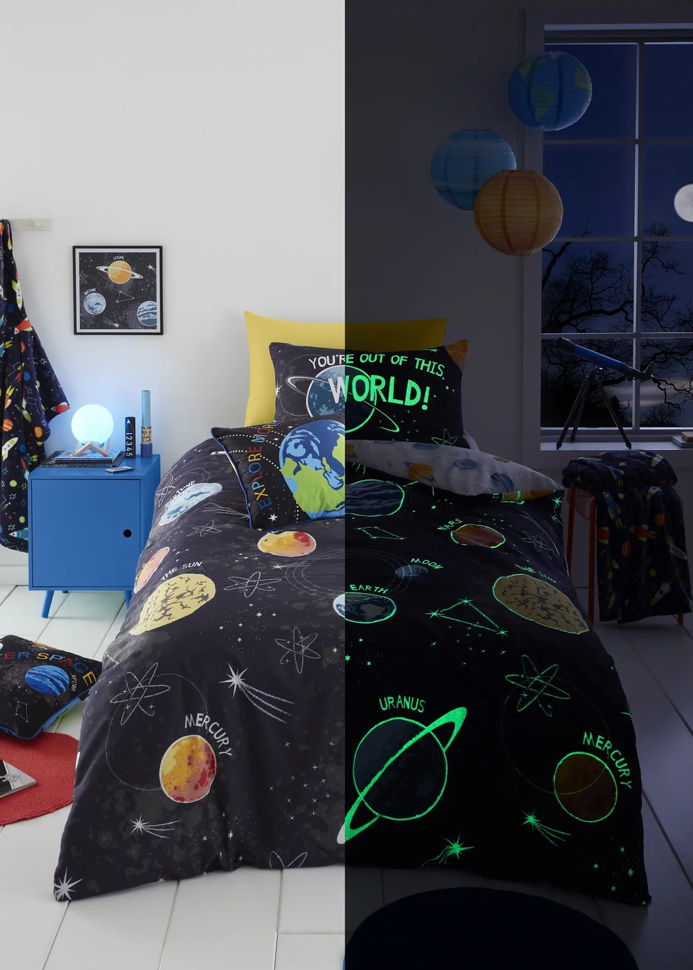 Bedlam Outer Space Black Duvet Cover Set - Double Image 2