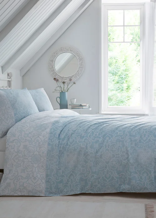 Dreams & Drapes Design Frampton Reversible Blue Duvet Cover Set - Single Image 1