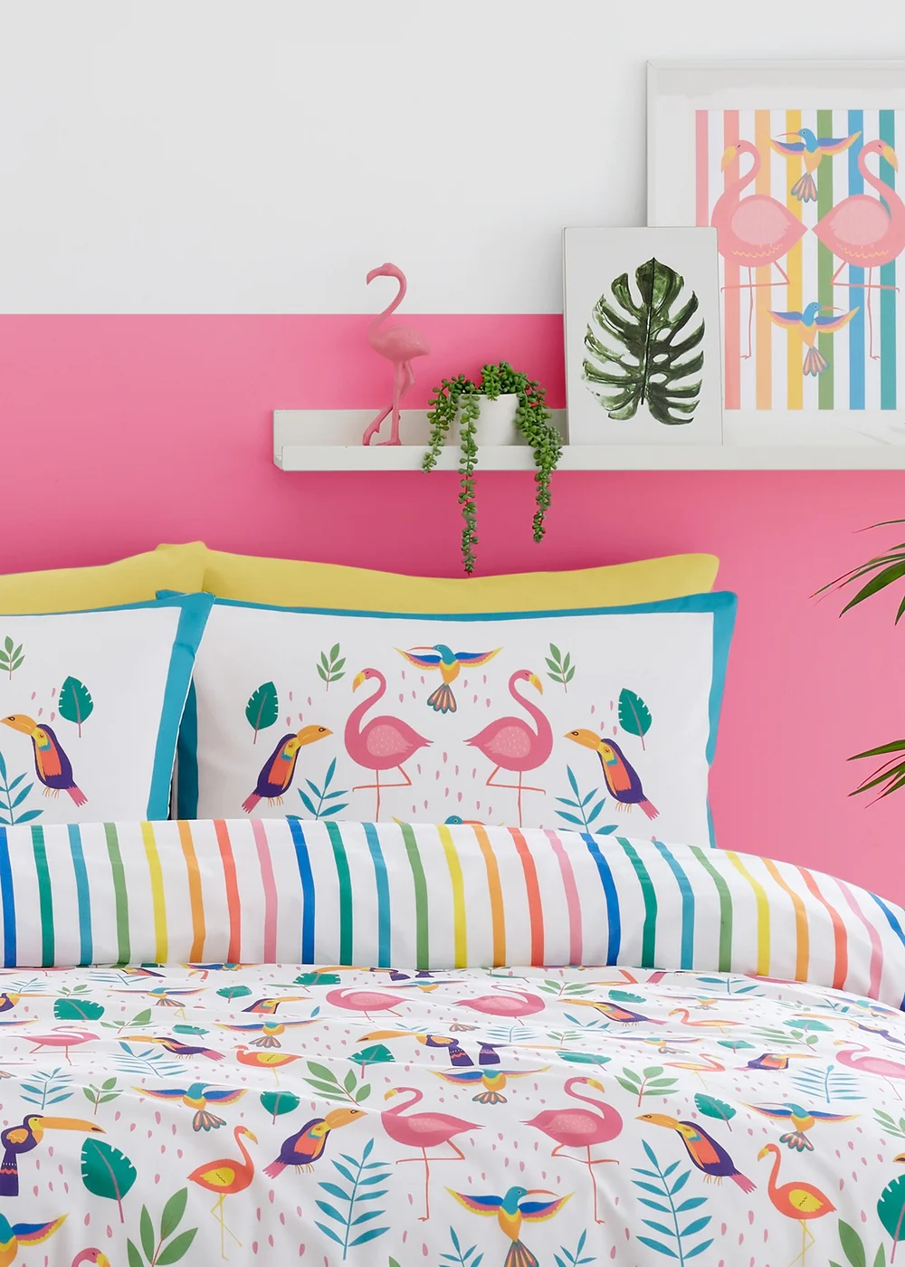 Fusion Tropical Flamingo Pink Duvet Cover Set - Single Image 2