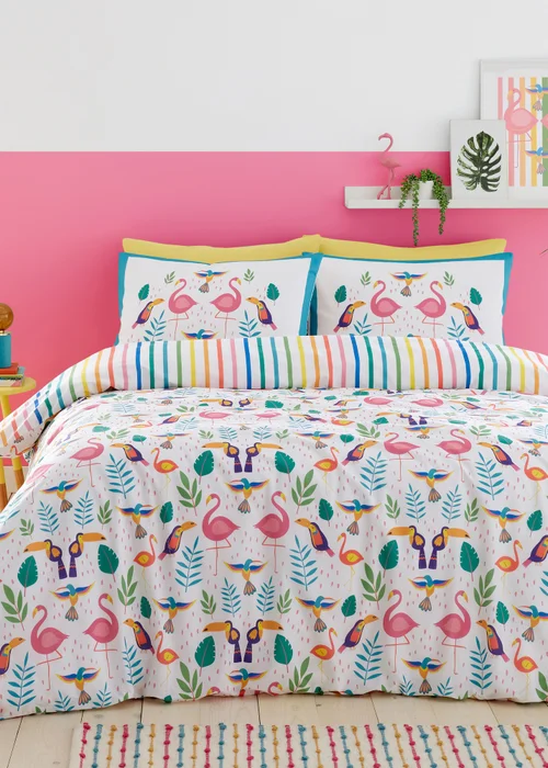Fusion Tropical Flamingo Pink Duvet Cover Set - Single Image 1