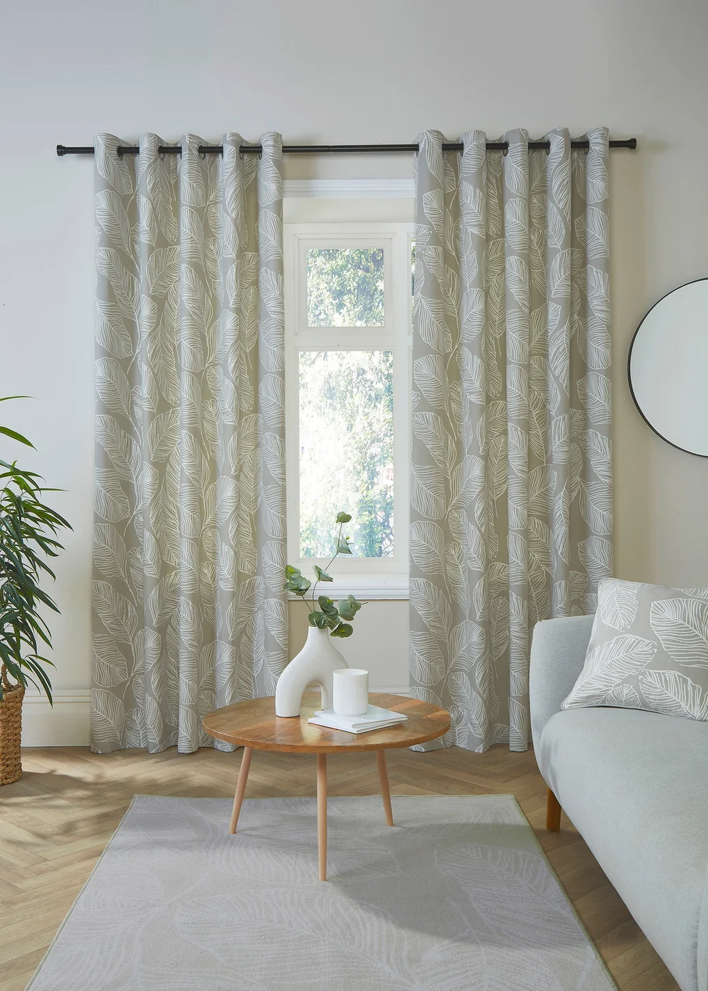 Fusion Matteo Natural Eyelet Curtains - 46W X 54D (117x137cm) Image 1