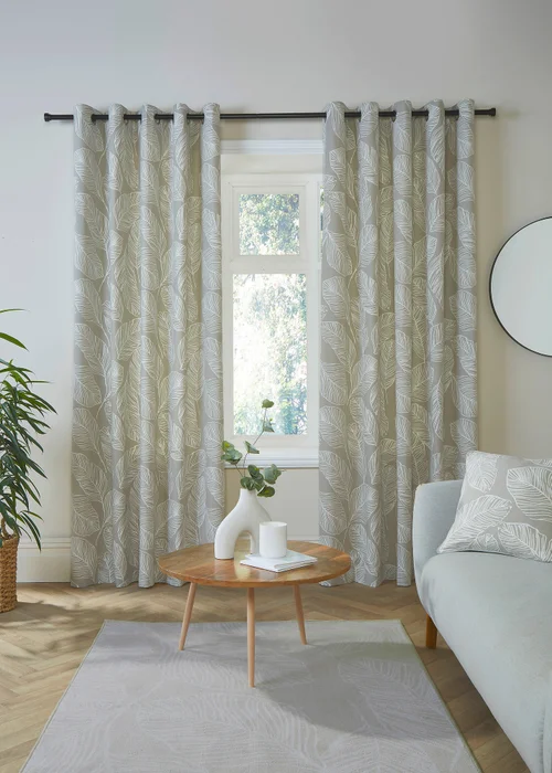 Fusion Matteo Natural Eyelet Curtains - 46W X 54D (117x137cm) Image 1