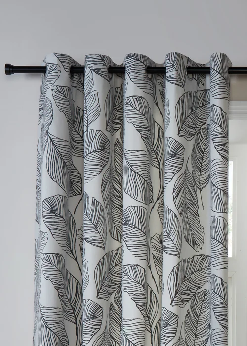 Fusion Matteo Black Eyelet Curtains - 46W X 54D (117x137cm) Image 2