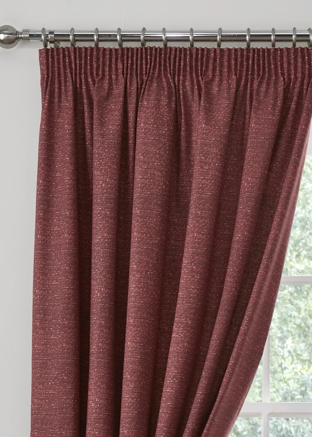 Dreams & Drapes Pembrey Brushed Cotton Red Pencil Pleat Curtains With Tie-Backs - 66W X 54D (168x137cm) Image 2
