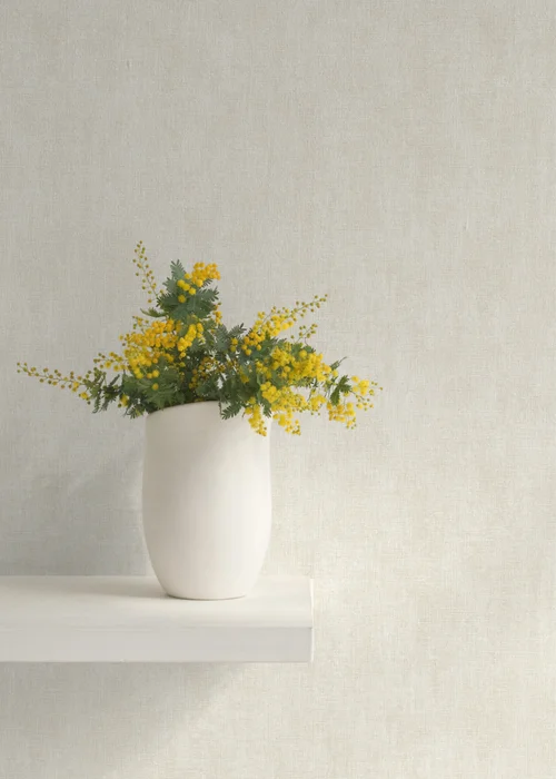Darcy James Linen Texture Cream Wallpaper - One Size Image 2