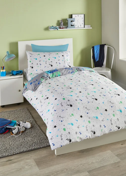 Bedlam Game Glow Reversible Grey Duvet Cover Set - Double Image 4