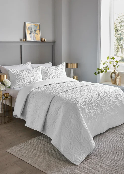 Serene Cavali Pinsonic White Bedspread - 200 x 230cm Image 2