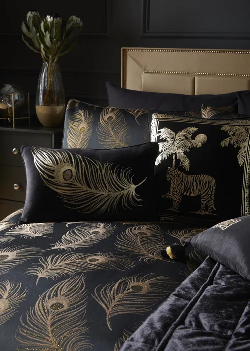 Laurence Llewelyn-Bowen Dandy Jacquard Black Duvet Cover Set - Double Image 2