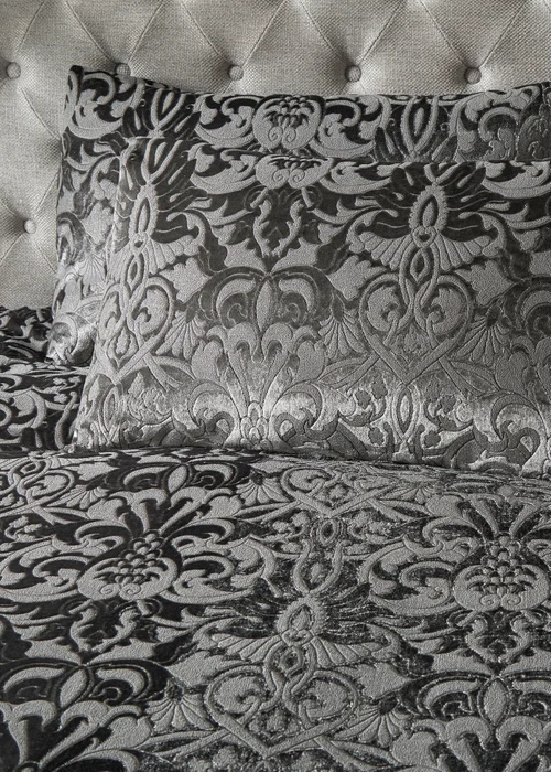 Laurence Llewelyn-Bowen Firenza Velvet Grey Duvet Cover Set - Double Image 3