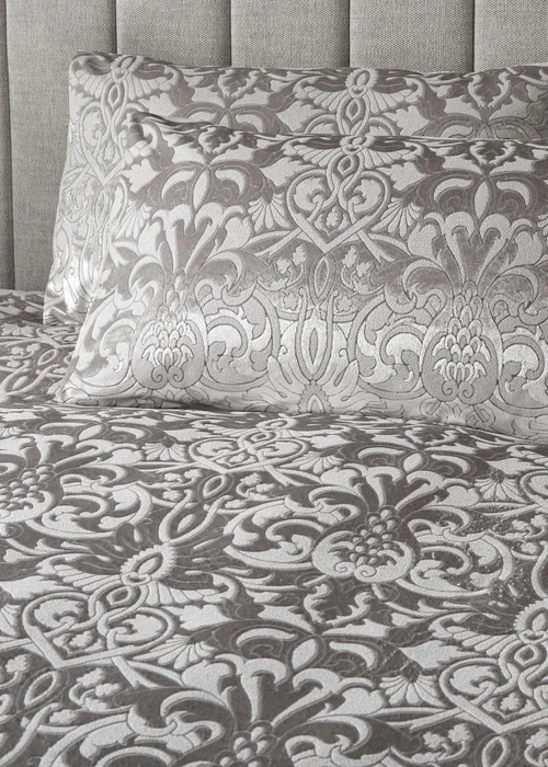 Laurence Llewelyn-Bowen Firenza Velvet Silver Duvet Cover Set - Double Image 4