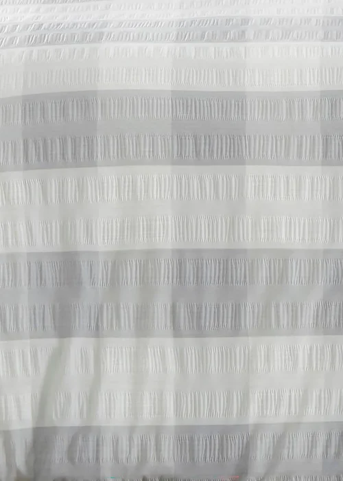Fusion Seersucker Gingham Brushed Cotton Silver Duvet Cover Set - King Image 3