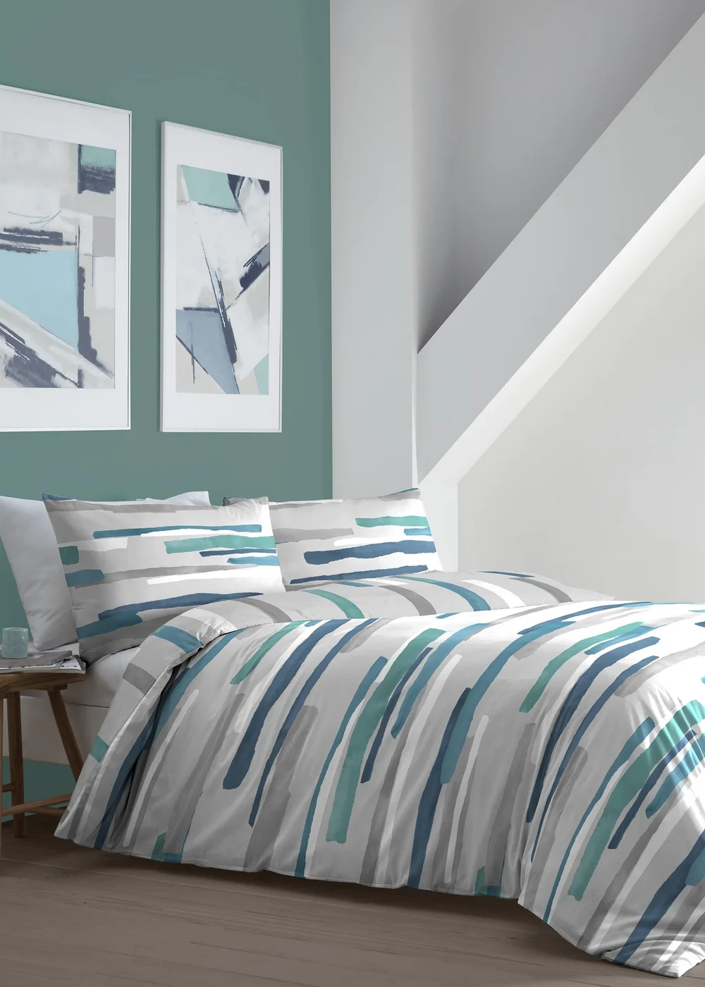 Fusion Clifton Blue Duvet Cover Set - Single Image 1