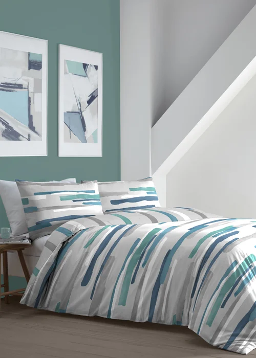 Fusion Clifton Blue Duvet Cover Set - Single Image 1