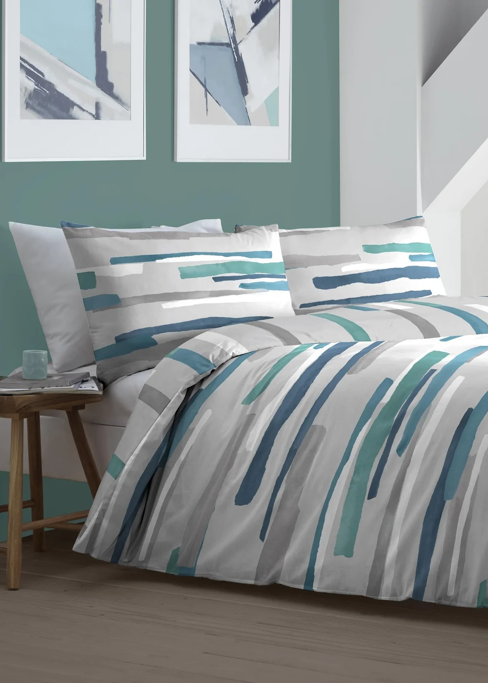 Fusion Clifton Blue Duvet Cover Set - Single Image 2