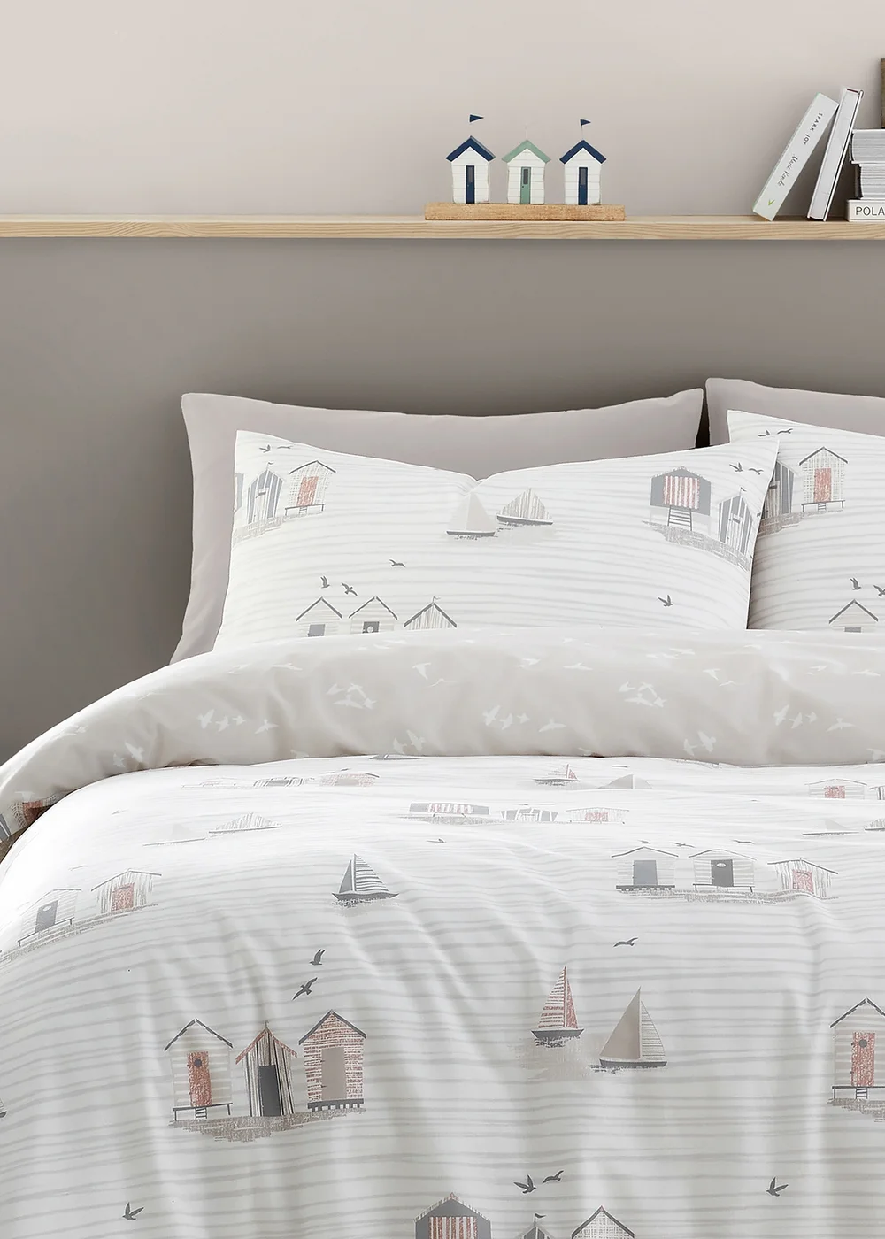 Fusion Beach Huts Natural Duvet Cover Set - Single Image 2