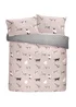 Fusion Cats Reversible Pink Duvet Cover Set - Single Image 2
