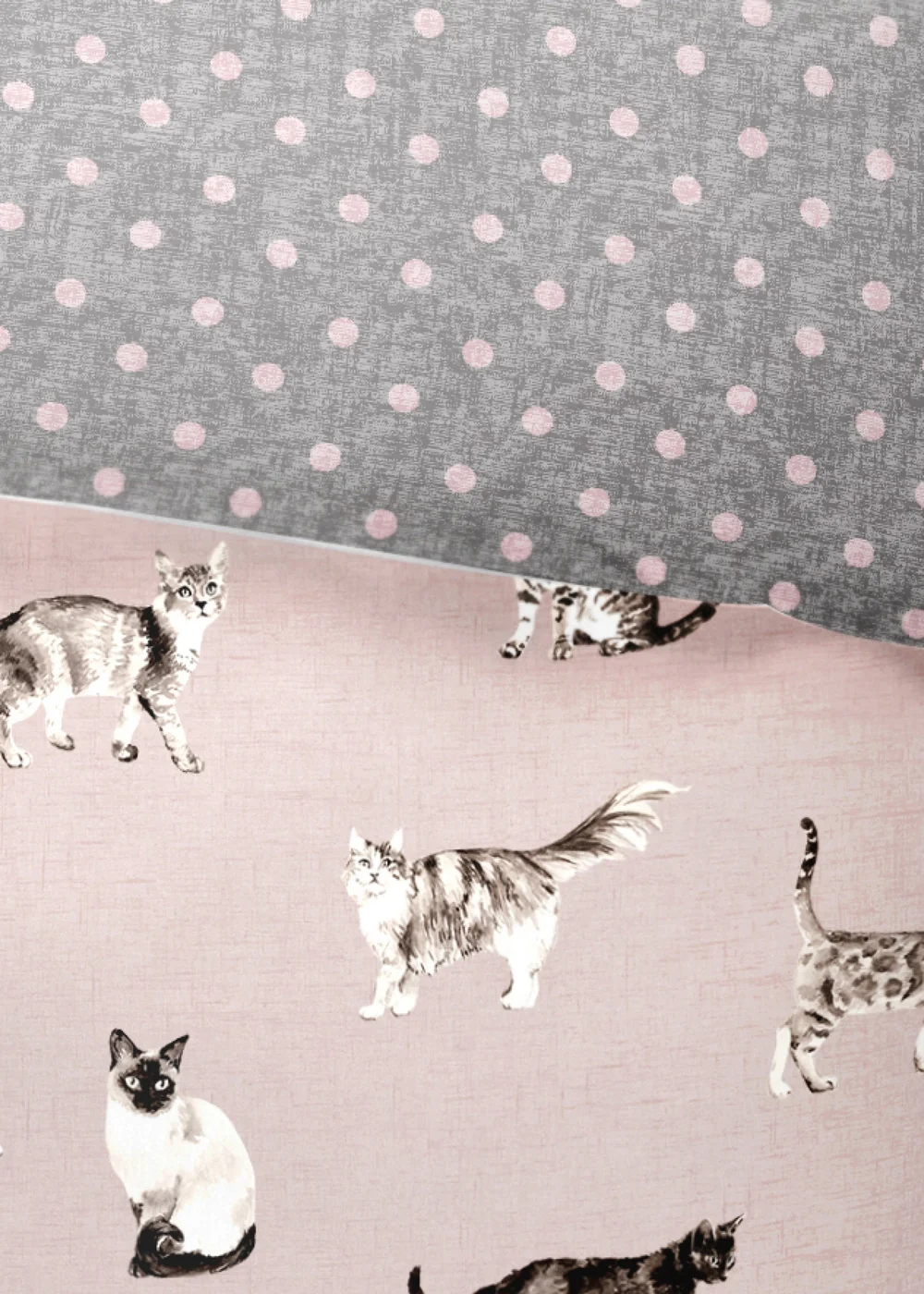 Fusion Cats Reversible Pink Duvet Cover Set - Single Image 4