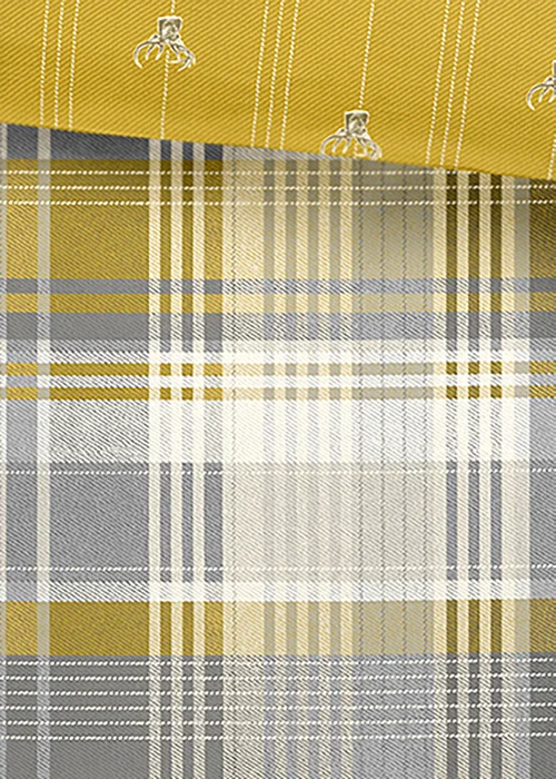 Dreams & Drapes Lodge Connolly Check Brushed Cotton Yellow Duvet Cover Set - Single Image 3