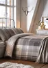 Dreams & Drapes Lodge Colville Check Brushed Cotton Grey Duvet Cover Set - Single Image 1