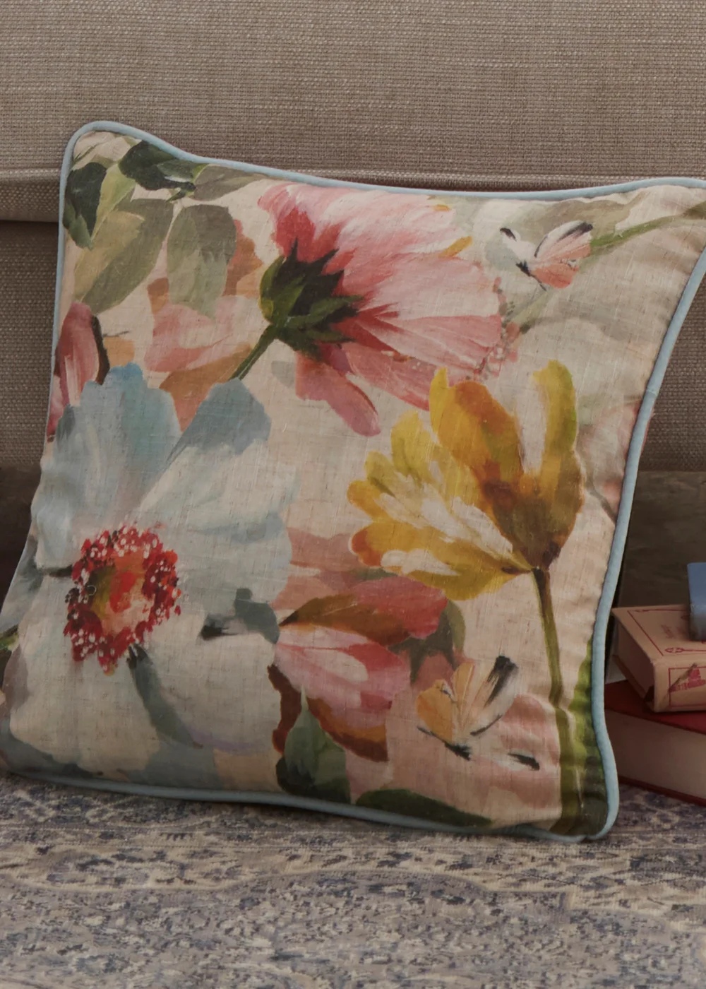 Appletree Heritage Serenity Velvet Blue Filled Cushion (43cm x 43cm) - 43W X 43D Image 1