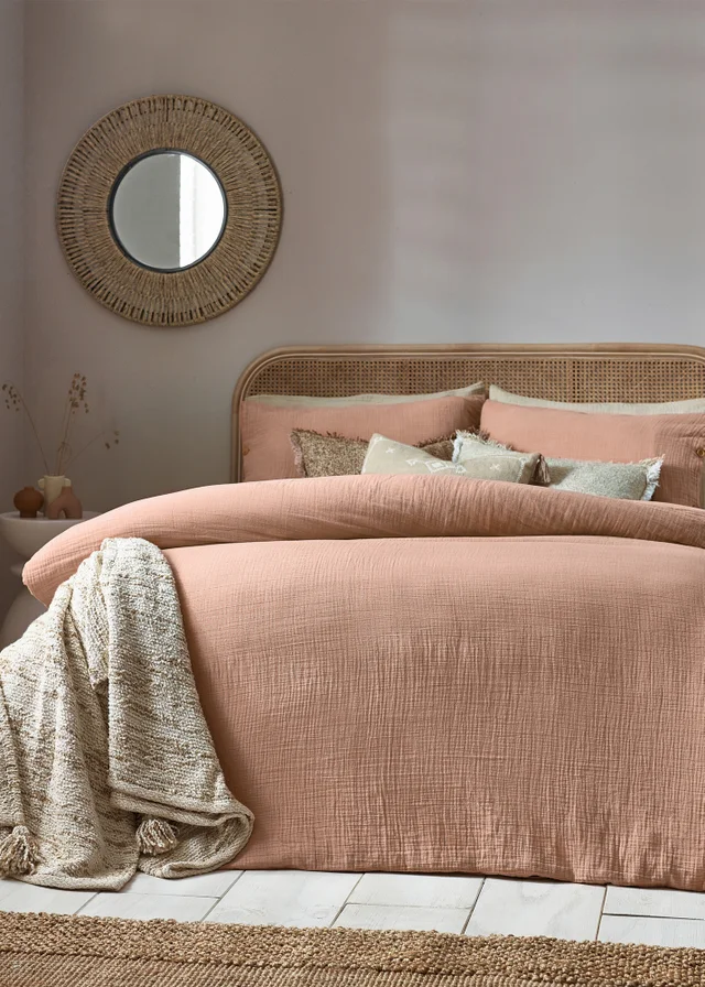 Yard Lark Muslin Cotton Duvet Cover Set Pink Clay
