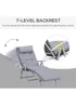 Outsunny Outdoor Patio Sun Lounger Garden Texteline Foldable Reclining Chair with Cushion - Grey - One Size Image 4