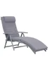 Outsunny Outdoor Patio Sun Lounger Garden Texteline Foldable Reclining Chair with Cushion - Grey - One Size Image 2