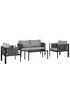 Outsunny 4 Piece Garden Sofa Set w/ Tempered Glass Coffee Table Padded Cushions - One Size Image 2