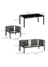 Outsunny 4 Piece Garden Sofa Set w/ Tempered Glass Coffee Table Padded Cushions - One Size Image 3