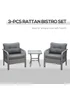 Outsunny 3 Pieces Patio Rattan Bistro Set with Tempered Glass Table - One Size Image 4