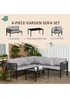 Outsunny 4 Piece Garden Furniture Set w/ Breathable Mesh Pocket, Light Grey - One Size Image 4