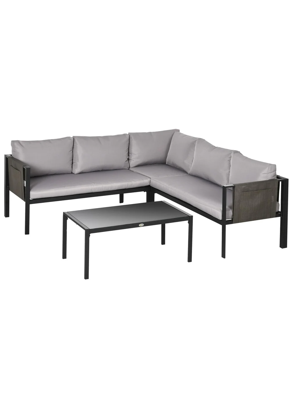 Outsunny 4 Piece Garden Furniture Set w/ Breathable Mesh Pocket, Light Grey - One Size Image 2