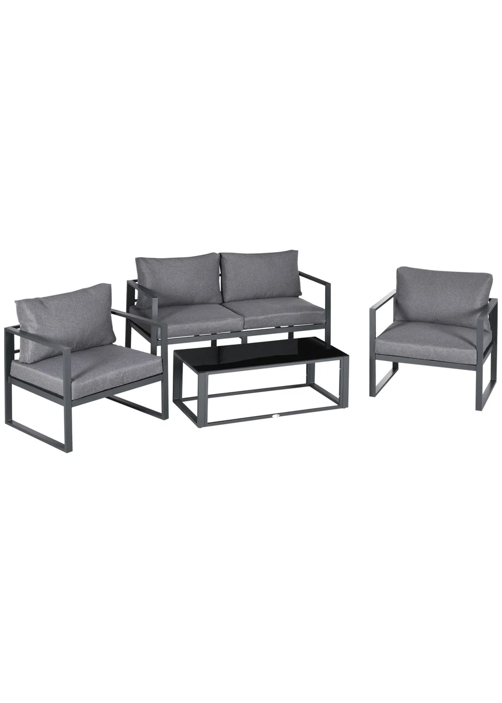 Outsunny 4 Pieces Garden Sectional Sofa Table Furniture Set Aluminium w/ Cushion - One Size Image 2