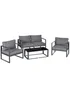 Outsunny 4 Pieces Garden Sectional Sofa Table Furniture Set Aluminium w/ Cushion - One Size Image 2