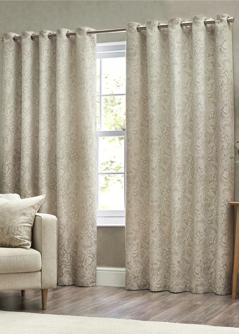 Wylder Nature Bali Botanical Jacquard Eyelet Curtains Natural - ZAC Image 2