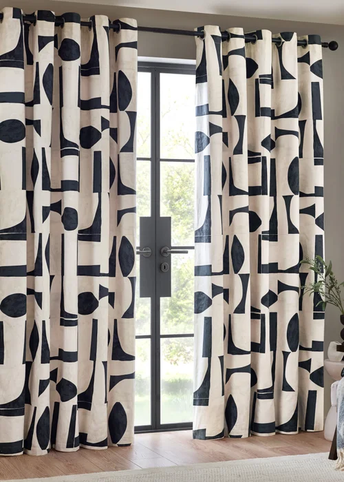 Hoem Carro Abstract Eyelet Curtains - 46W X 54D (117x137cm) Image 2