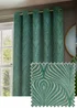Paoletti Gatsby Jacquard Eyelet Curtains Emerald - ZAC Image 1