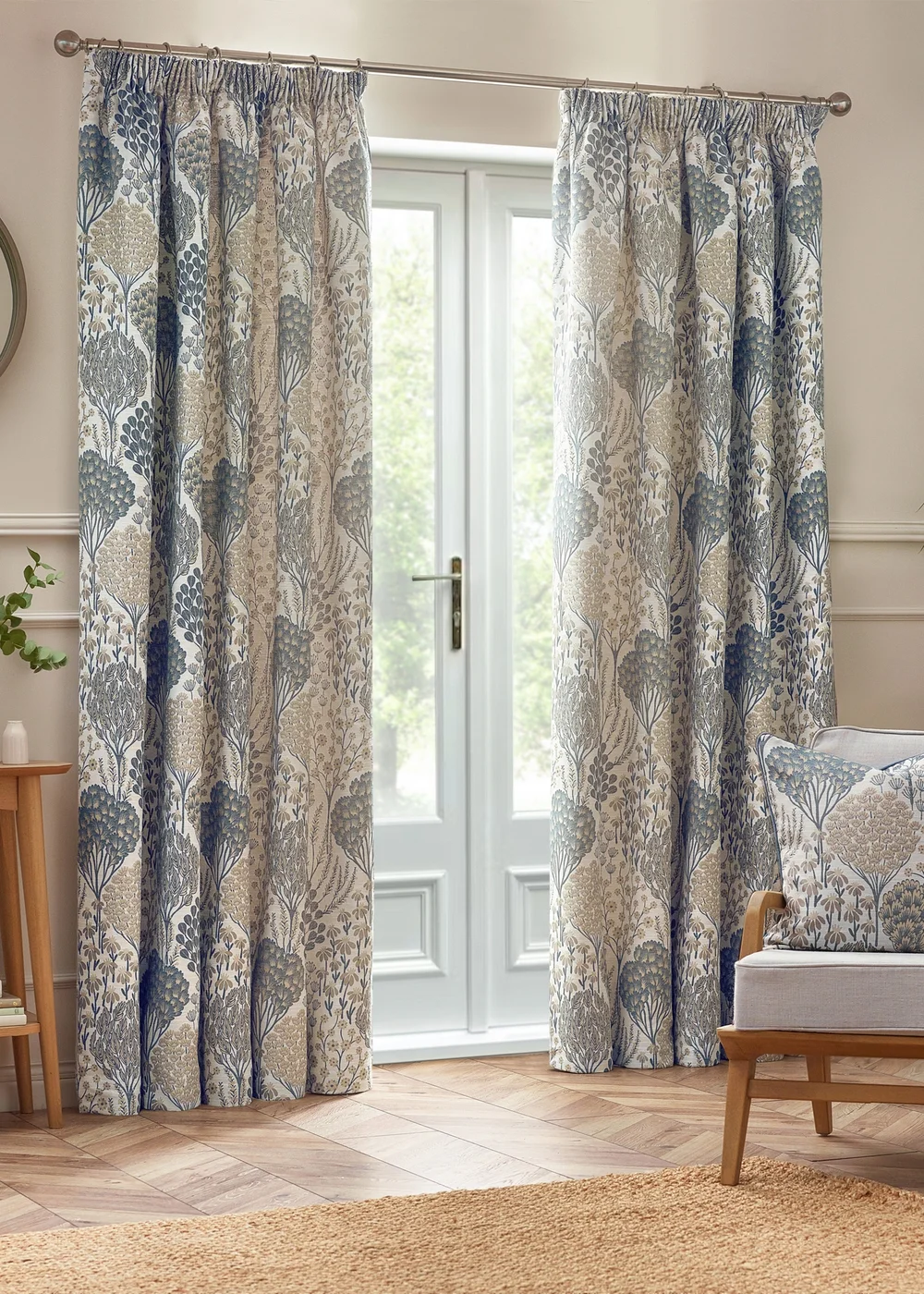Wylder Nature Ophelia Floral Jacquard Pencil Pleat Curtains - 46W X 72D (117x183cm) Image 2