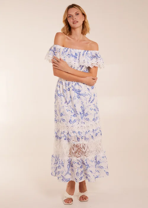 Blue Vanilla Blue Bardot Neck Lace Maxi Dress - 12 Image 3