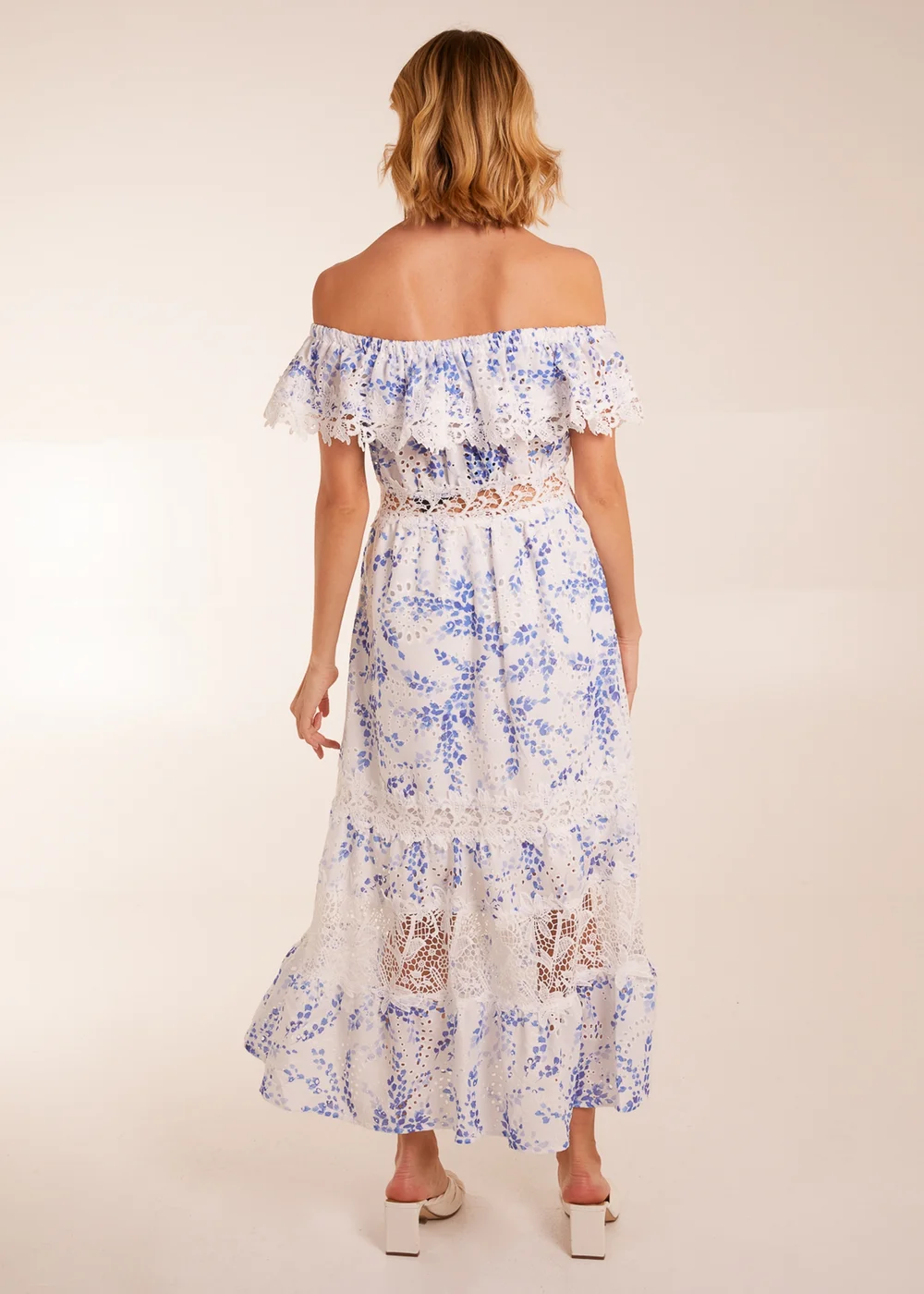 Blue Vanilla Blue Bardot Neck Lace Maxi Dress - 12 Image 4