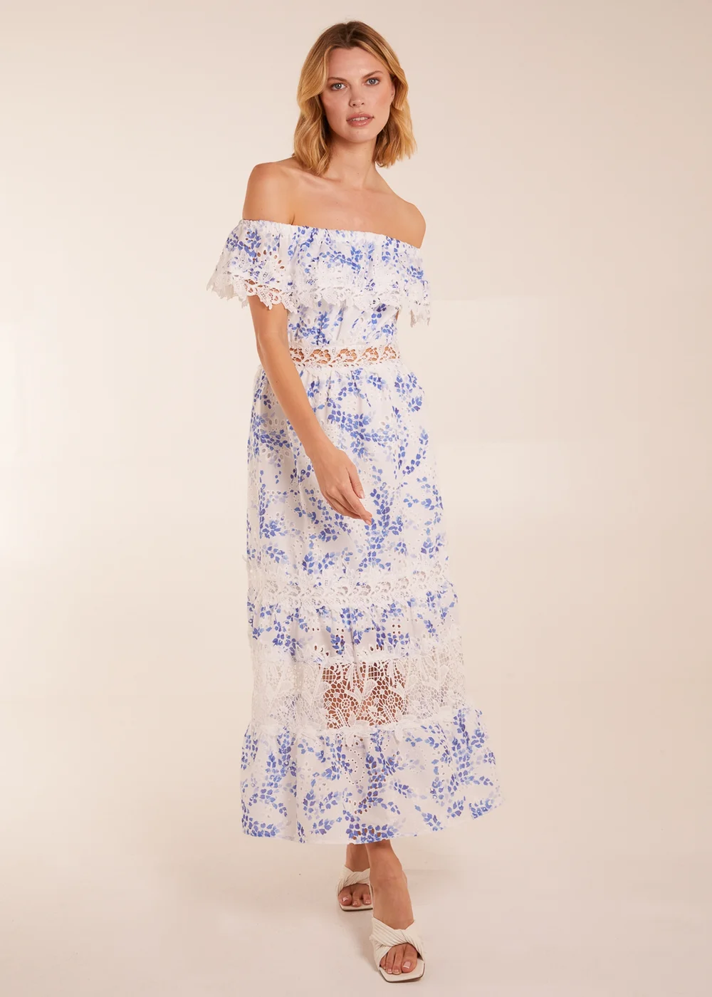 Blue Vanilla Blue Bardot Neck Lace Maxi Dress - 12 Image 1