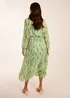 Blue Vanilla Green Abstract Wrap Pleated Midi Dress - S Image 4