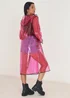 Brave Soul Pink Hooded Longline Rain Mac With Contrasting Binding - S/M Image 2