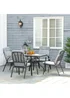 Outsunny Garden Dining Set, Glass Table w/ Umbrella Hole Grey - One Size Image 1