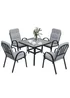 Outsunny Garden Dining Set, Glass Table w/ Umbrella Hole Grey - One Size Image 2