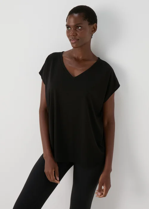 Souluxe Black V Neck T Shirt - Small Image 1