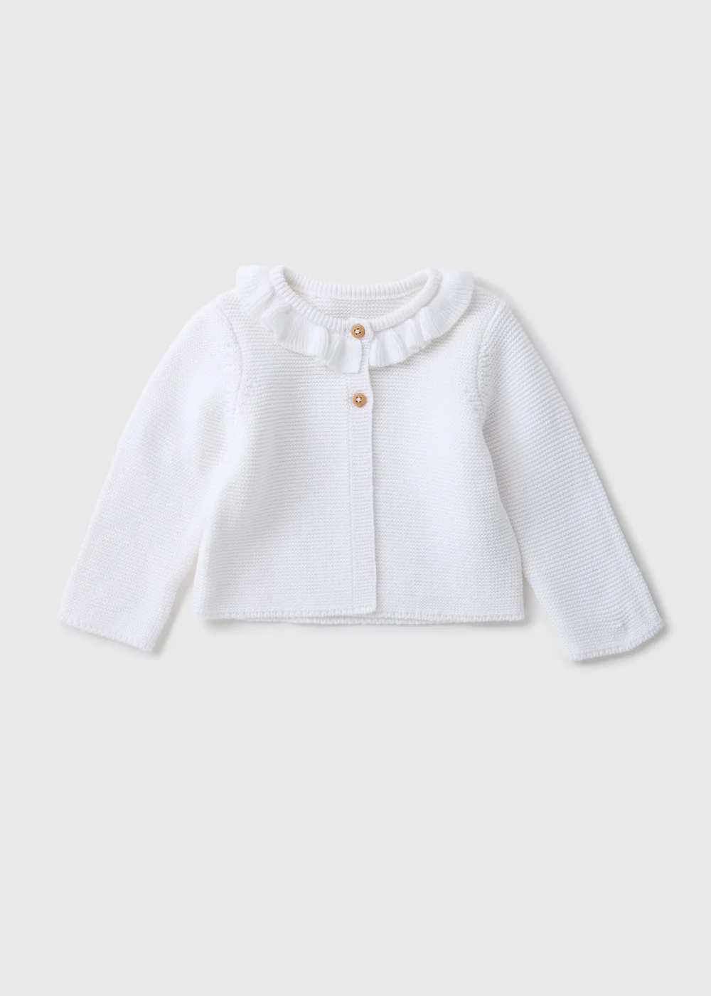 Baby White Frill Knitted Cardigan (Newborn-23mths) - Up to 1 Month Image 1
