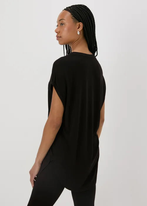 Black Longline T-Shirt - Small Image 2