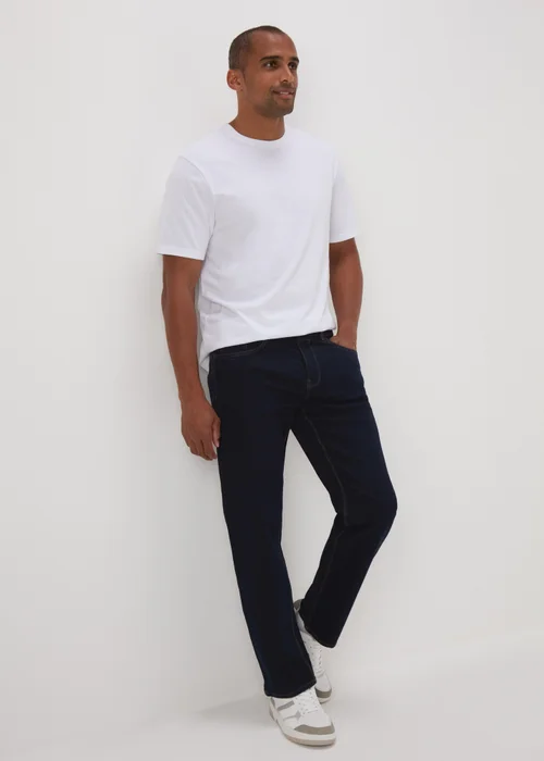 Dark Denim Straight Jeans - 34 Waist Short Image 1