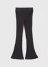 Girls Black Ribbed Flared Leggings (7-15yrs) - Age 7 Years Image 1